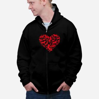 Horses Heart For Valentines Day Happy Valentine Zip Up Hoodie - Seseable