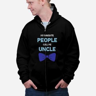 My Favorite People Call Me Uncle Blue Bow Zip Up Hoodie - Seseable
