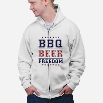 BBQ Beer Freedom For Birthday Party Zip Up Hoodie - Seseable