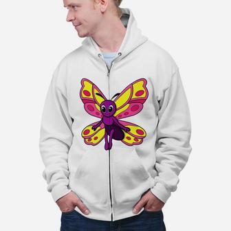 Cute Cartoon Butterfly Boys Girls Kids Gift Zip Up Hoodie - Seseable