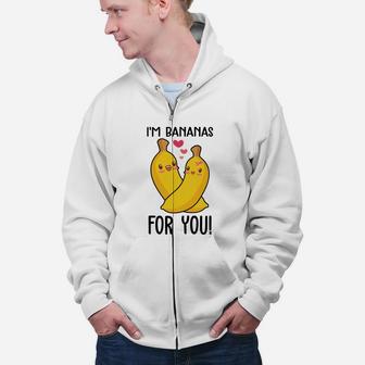 I'm Bananas For You Gift For Valentine 2 Happy Valentines Day Zip Up Hoodie - Seseable