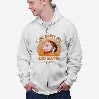 Vintage Design I Like Guinea Pigs And Maybe 3 People Zip Up Hoodie - Seseable