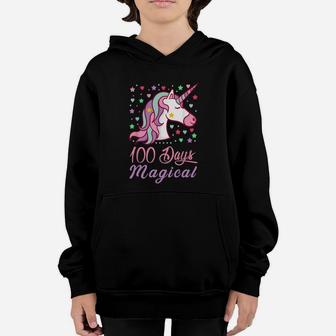 100 Magical Days Girls Unicorn 100th Day Of School Youth Hoodie - Seseable