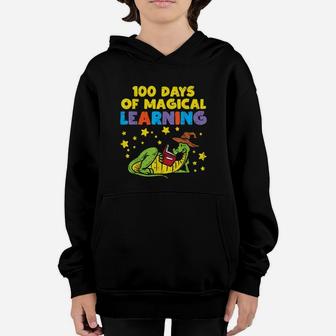 100 Magical Days Of Learning Dinosaur 100th Day School Gift Youth Hoodie - Seseable