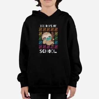 Cute 100 Days Of School Sloth Face Virtual Teacher Youth Hoodie - Seseable
