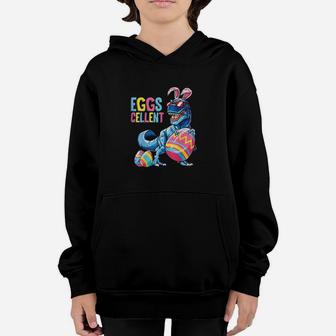 Funny Easter Dinosaur Bunny T Rex Eggs Cellent Youth Hoodie - Seseable