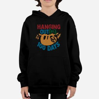Hanging Out For 100 Days Of School Cute Sloth Gift Youth Hoodie - Seseable