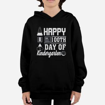 Happy 100th Day Of Kindergarten Shape School Funny Gift Youth Hoodie - Seseable
