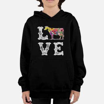 I Love Cows Funny Cow Lover Youth Hoodie - Seseable
