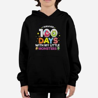 I Survived 100 Days With Monsters Student And Teachers Gift Youth Hoodie - Seseable