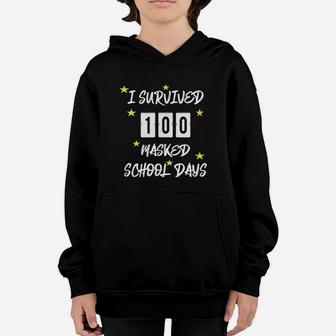 I Survived 100 Masked School Days 100th Day Of School Youth Hoodie - Seseable