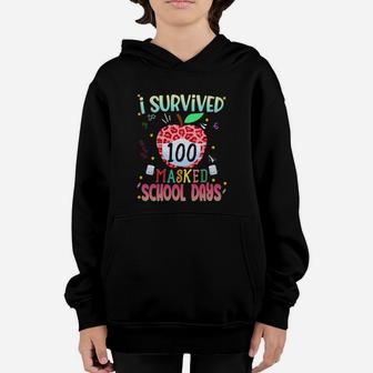 I Survived 100 Masked School Days Apple Girls Gift Youth Hoodie - Seseable
