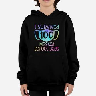 I Survived 100 Masked School Days Kids 100th Day Celebration Youth Hoodie - Seseable