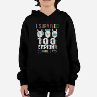 I Survived 100 Masked School Days Llama Wrong Teacher Youth Hoodie - Seseable