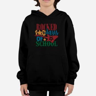 Rocked 100 Days Of School Cute Guitar Rock 100th Day Of School Youth Hoodie - Seseable