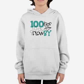 100 Days Flew By Airplane Cute Happy 100th Day Of School Youth Hoodie - Seseable