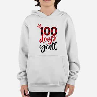 100 Days Yall Buffalo Plaid Happy 100th Day Of School Youth Hoodie - Seseable