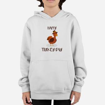 Happy Turkey Day For Kids Boys Girls Turkey Day Youth Hoodie - Seseable
