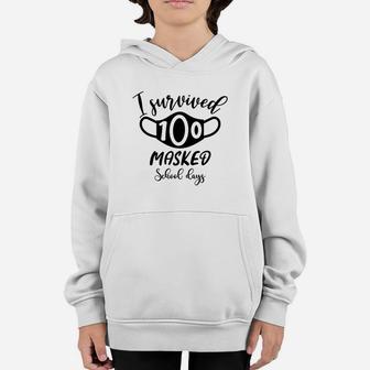 I Survived 100 Masked School Days Happy 100th Day Of School Youth Hoodie - Seseable