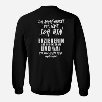 Erzieherin und Mama Leidenschaft Sweatshirt in Schwarz, Perfektes Tee für Mütter - Seseable