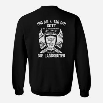 Landshuter Spruch & Totenkopf Schwarzes Herren Sweatshirt - Seseable