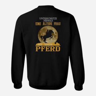 Pferde & Reiterinnen Sweatshirt: Ältere Frau mit Pferd Motiv - Seseable