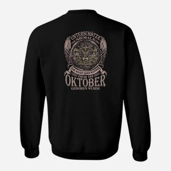 Schwarzes Herren-Sweatshirt Oktober-Geburtstag Adler-Motiv - Seseable