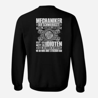 Schwarzes Mechaniker Sweatshirt mit Lustigem Spruch und Motiv, Arbeitskleidung - Seseable