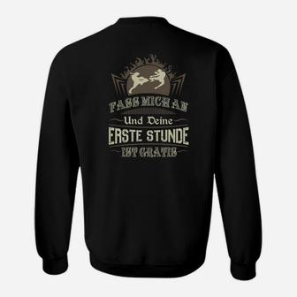 Schwarzes Motivations-Sweatshirt Fass Mich und Erhalte Eine Gratisstunde - Seseable