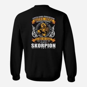 Schwarzes Sweatshirt mit Skorpion-Motiv Gutes Herz, Schlechter Charakter - Seseable