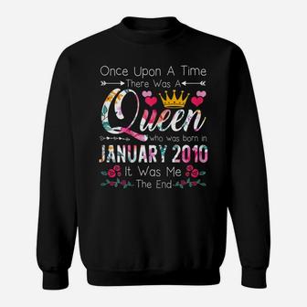 10 Year Old Birthday Girls 10Th Birthday Queen January 2010 Sweatshirt | Crazezy