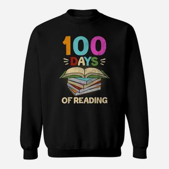 100 Days Of School Reading English Teacher Books Stack Sweatshirt | Crazezy DE