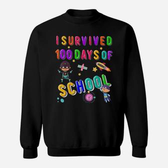 100 Days Of School Superhero Outfit Boy Kindergarten Gift Sweatshirt | Crazezy AU