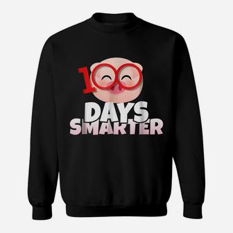100 Days Smarter Happy 100Th Day Of School Pig Sweatshirt | Crazezy