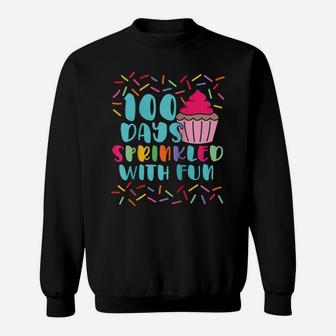 100 Days Sprinkled With Fun - Sprinkles Cupcake School Raglan Baseball Tee Sweatshirt | Crazezy CA