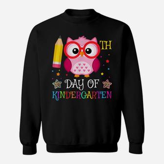 100Th Day Of Kindergarten Owl Lover Gift Kids Girls Leopard Sweatshirt | Crazezy