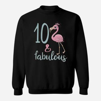 10Th Bday Girl Outfit 10 Year Old Flamingo Birthday Gift Sweatshirt | Crazezy CA