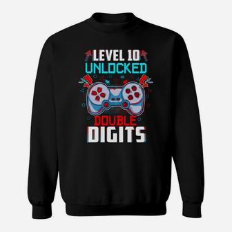 10Th Birthday For Boys Double Digits 10 Year Old Gifts Gamer Sweatshirt | Crazezy UK