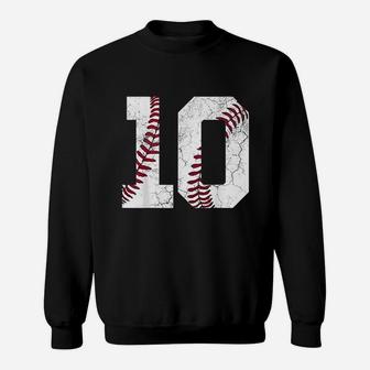 10Th Birthday Gift Baseball Boys Kids Ten Number 10 Tenth Sweatshirt | Crazezy CA