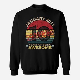 10Th January Birthday 10 Year Old Gift Vintage 2011 Sweatshirt | Crazezy DE