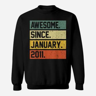 11Th Birthday Gift 11 Year Old Awesome Since January 2011 Sweatshirt | Crazezy AU