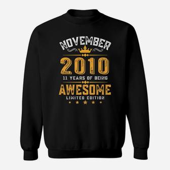 11Th Birthday Gift 11 Year Old Awesome Since November 2010 Sweatshirt | Crazezy DE