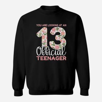 13Th Birthday 13 Years Floral Teenager Birthday Sweatshirt | Crazezy