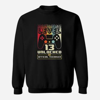 13Th Birthday Gift Boys Level 13 Unlocked Official Teenager Sweatshirt | Crazezy DE