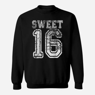 16Th Birthday Gift Teen Sweet Sixteen 16 Varsity Crack Sweatshirt | Crazezy
