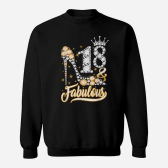 18 And Fabulous - 18Th Birthday Funny Shoes Crown Diamond Sweatshirt | Crazezy AU