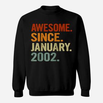 19 Years Old Retro Birthday Gift Awesome Since January 2002 Raglan Baseball Tee Sweatshirt | Crazezy