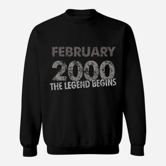 19Th Birthday Shirt - February 2000 - The Legend Begins Sweatshirt | Crazezy UK