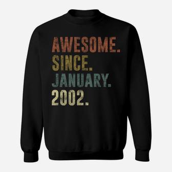 19Th Retro Birthday Gift Vintage Awesome Since January 2002 Sweatshirt | Crazezy DE