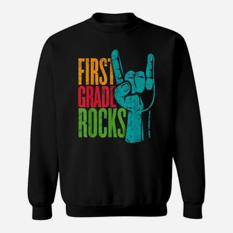 1St First Grade Rocks Back To School Gift For Teacher Pupil Sweatshirt | Crazezy DE